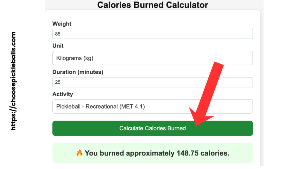 court time to calories calculator online